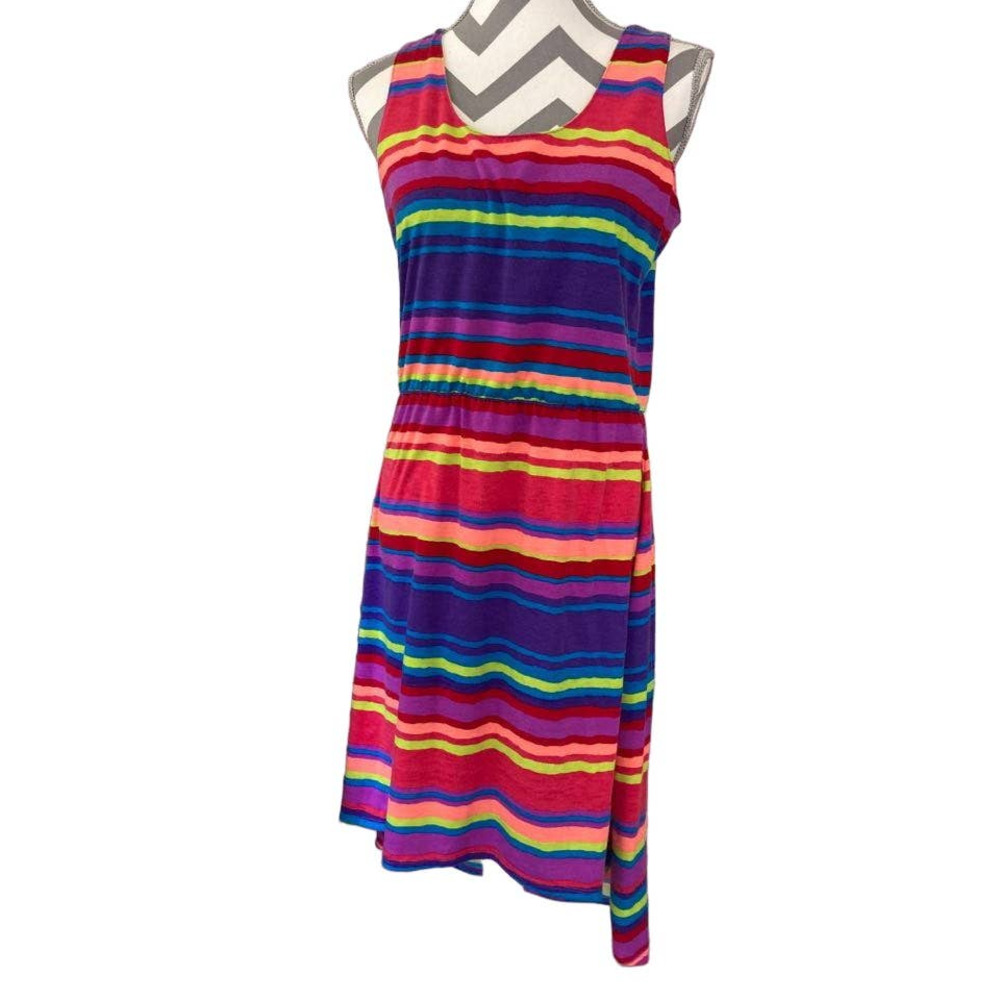 Maurices Multicolor Striped Hi-Low Dress Large